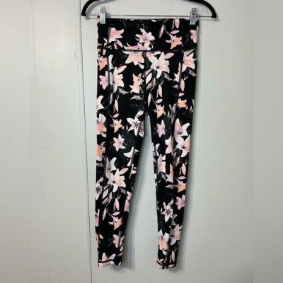 Victoria’s Secret floral print essential leggings size 6 black and pink